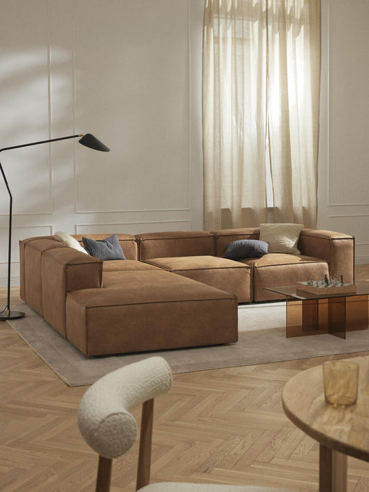 Lennon XL Modular Leather Corner Sofa, 4-Seater