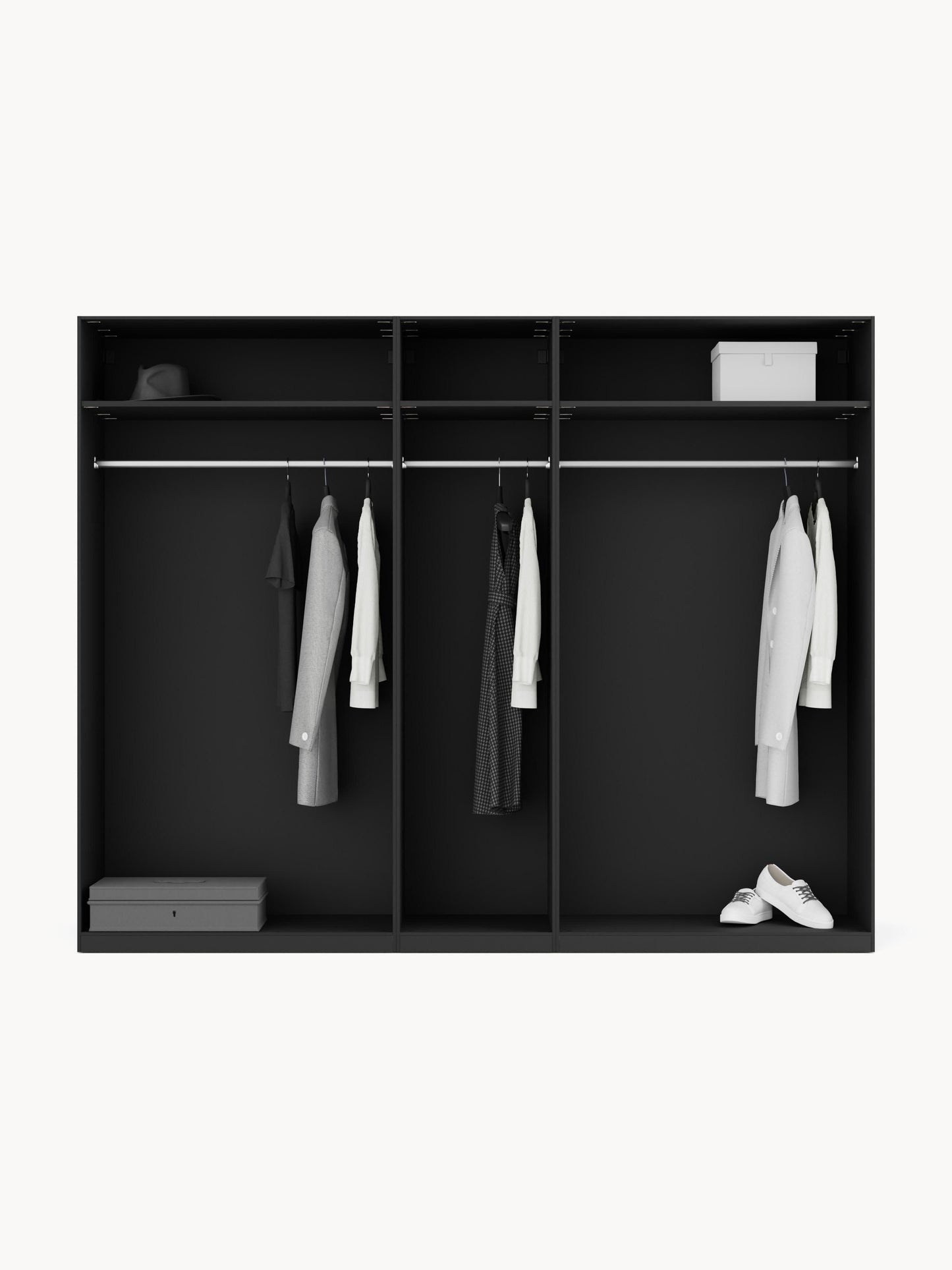 Leon Hinged-Door Wardrobe, Modular, 250 cm Wide, in Various Sizes