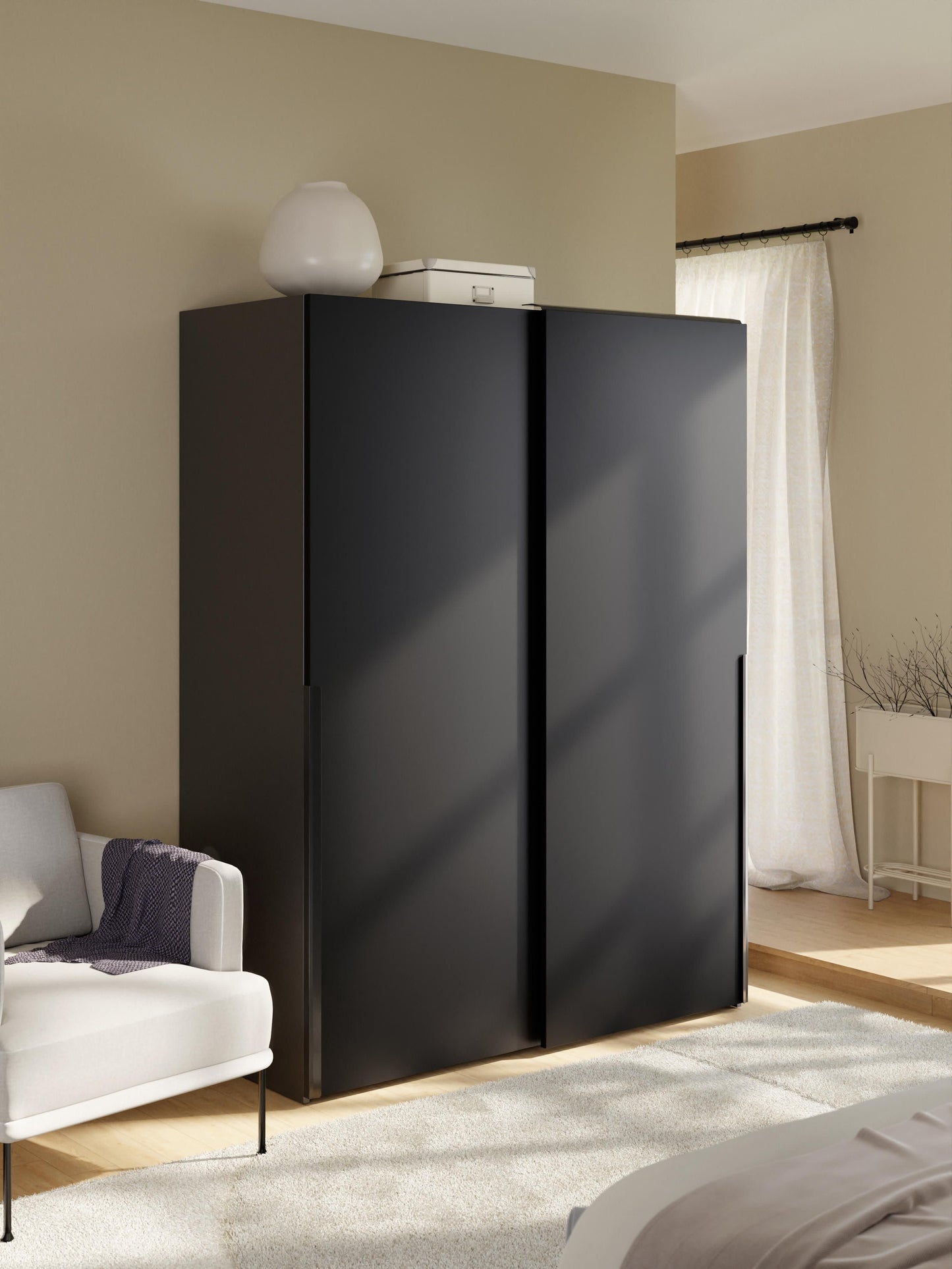 Leon Sliding-Door Wardrobe, Modular, 150 cm Wide, in Various Sizes
