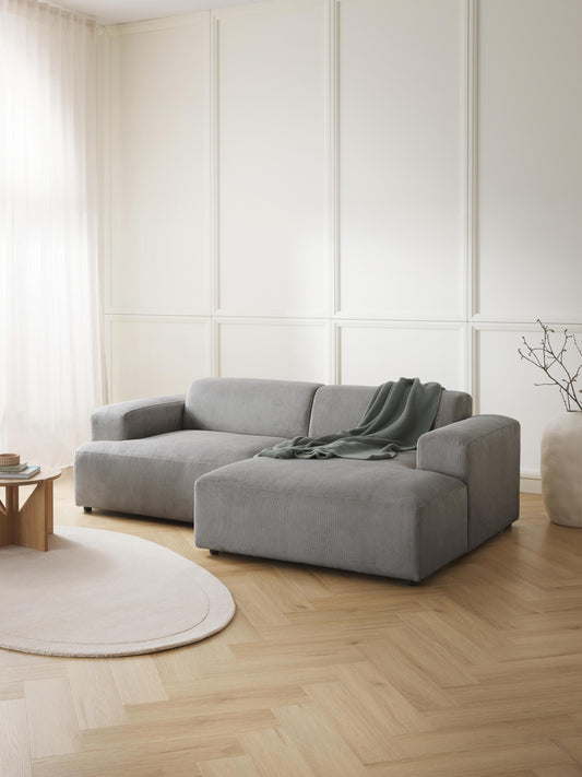 Melva Corner Sofa, Corduroy, 3-Seater
