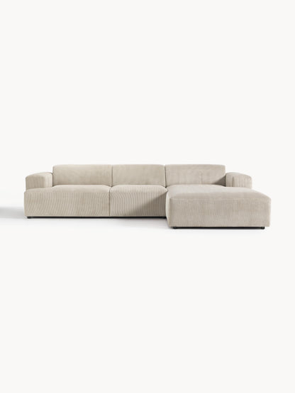 Melva Corner Sofa, Corduroy, 4-Seater