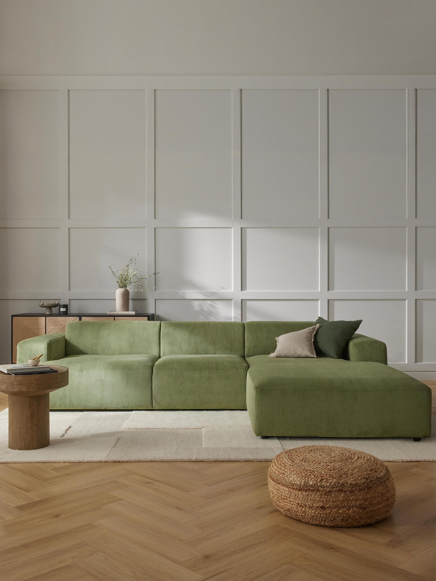 Melva Corner Sofa, Corduroy, 4-Seater