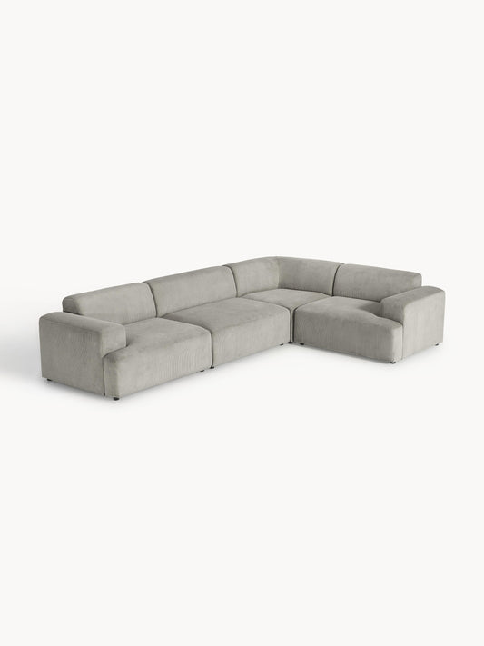 Melva Large Corner Sofa (4-Seater), Corduroy