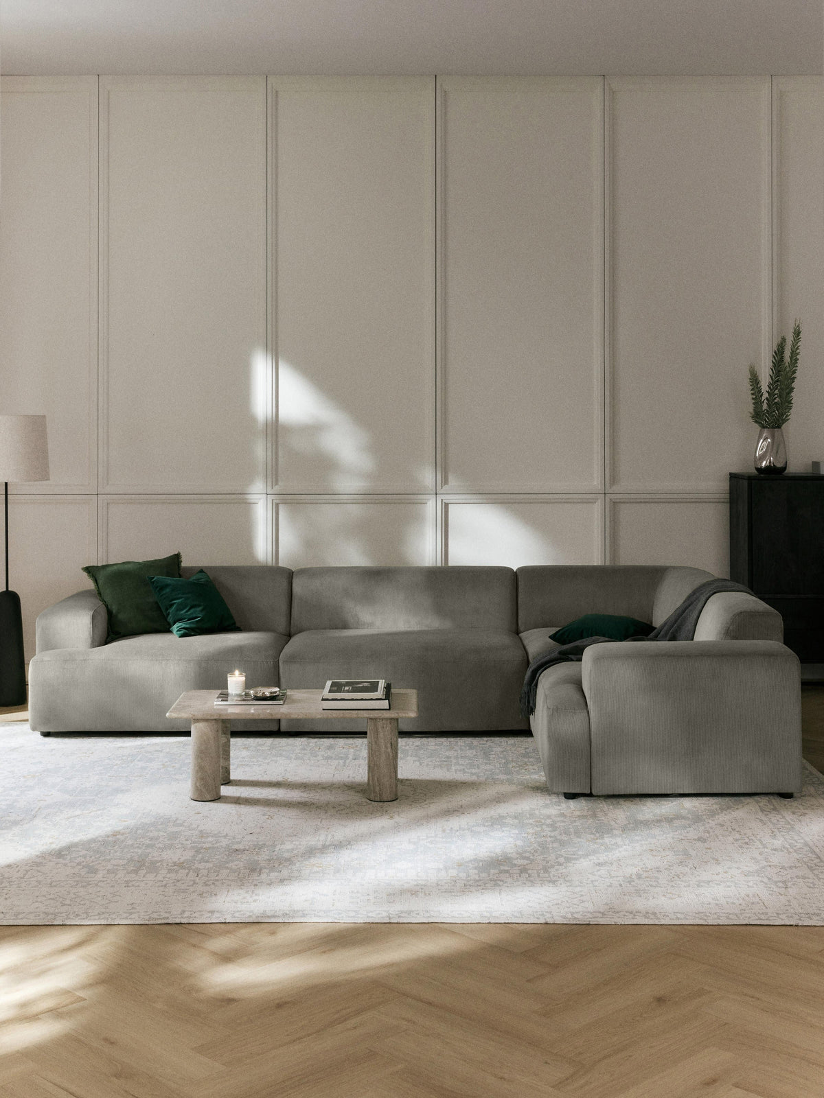 Melva Large Corner Sofa (4-Seater), Corduroy
