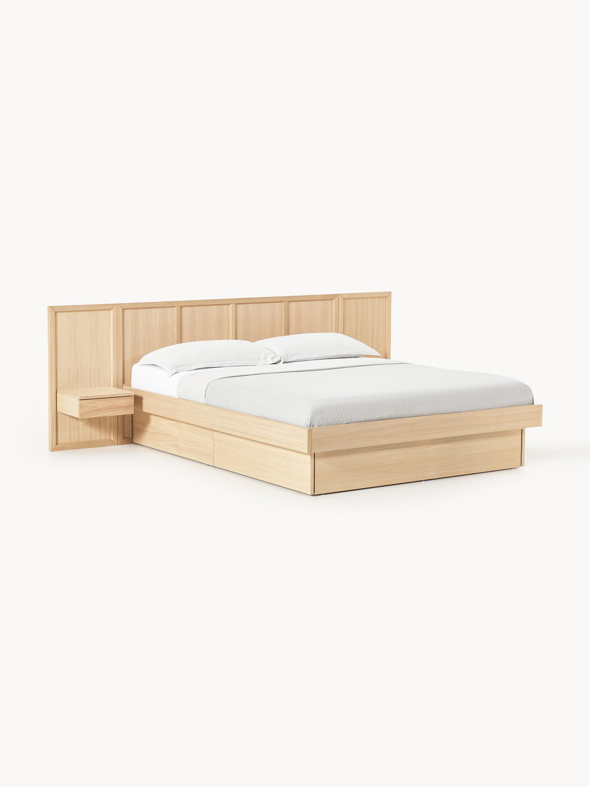 Nanto Wooden Bed with Headboard and Bedside Tables