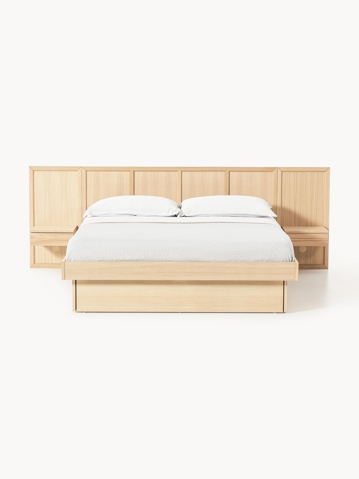 Nanto Wooden Bed with Headboard and Bedside Tables