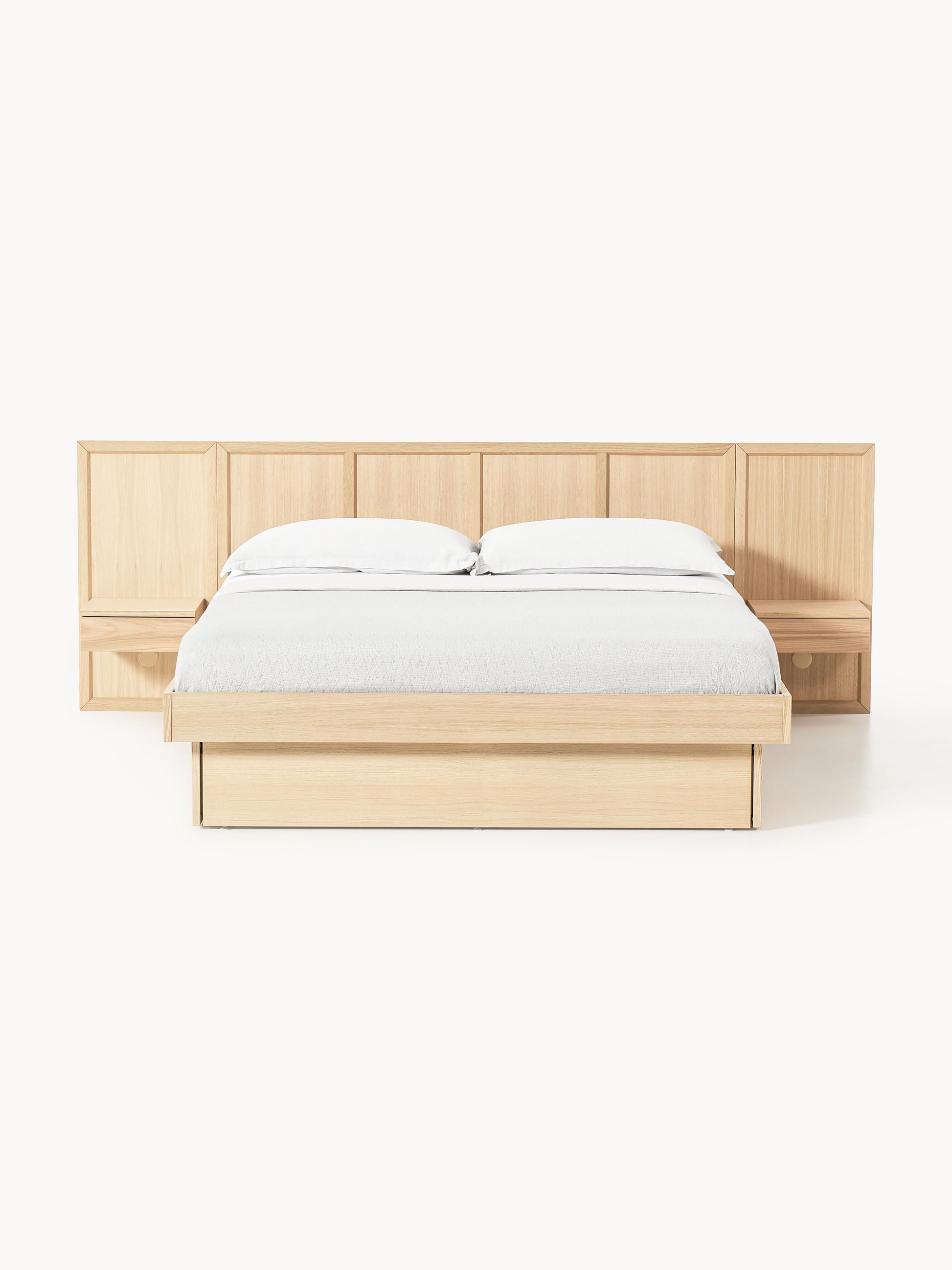 Nanto Wooden Bed with Headboard and Bedside Tables