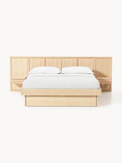 Nanto Wooden Bed with Headboard and Bedside Tables