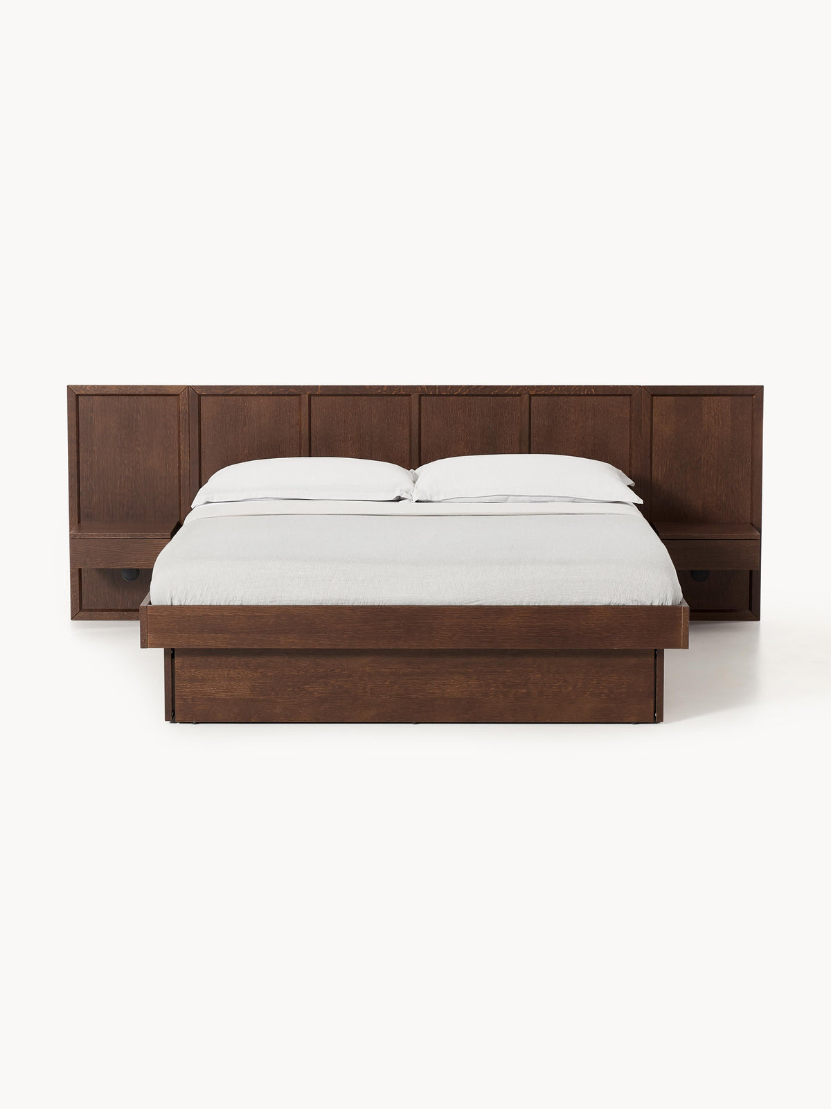 Nanto Wooden Bed with Headboard and Bedside Tables