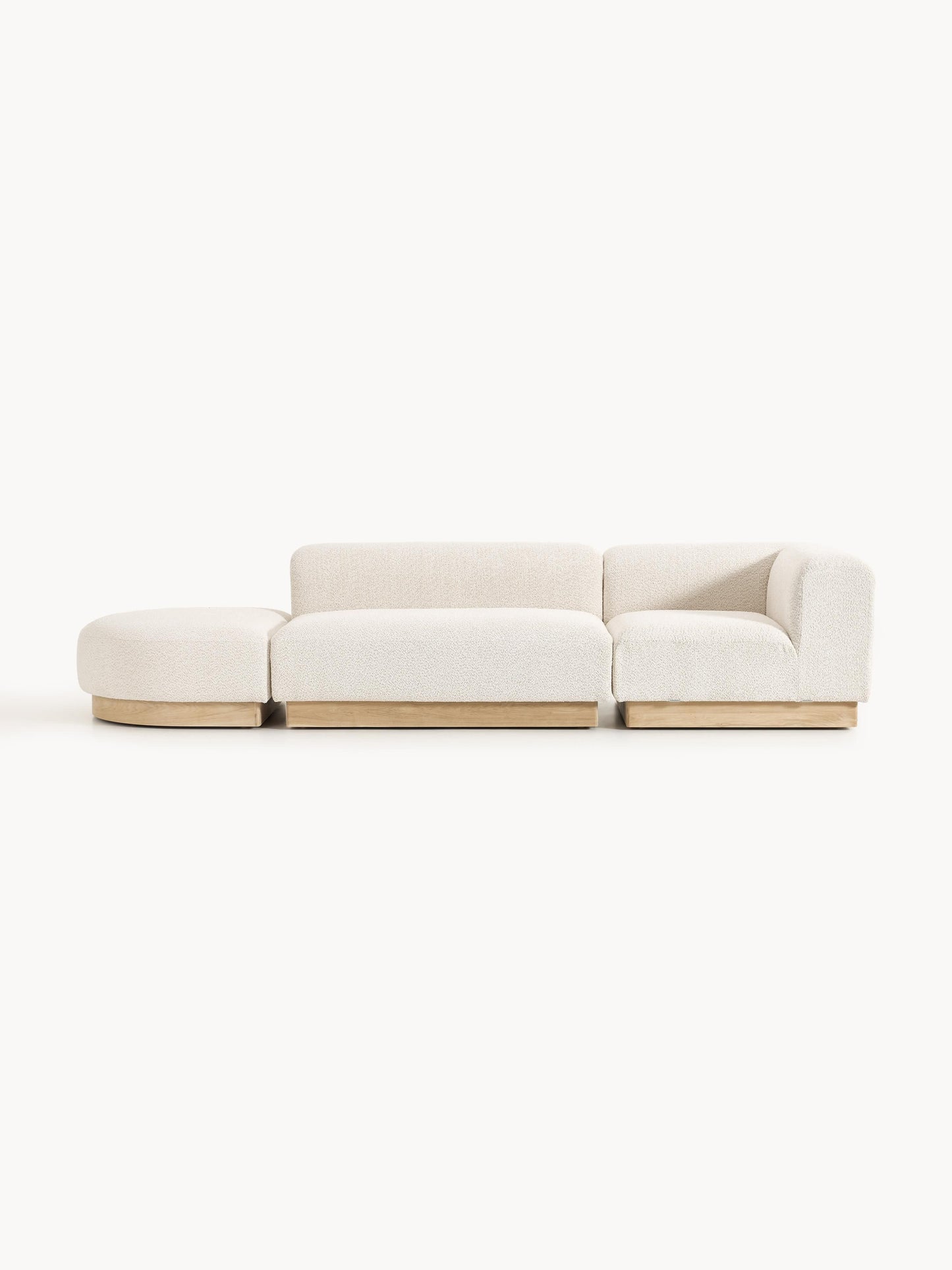 Natalie Modular Teddy Bouclé Ottoman with Stool (Left/Right)