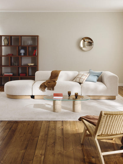 Natalie Modular Teddy Bouclé Ottoman with Stool (Left/Right)