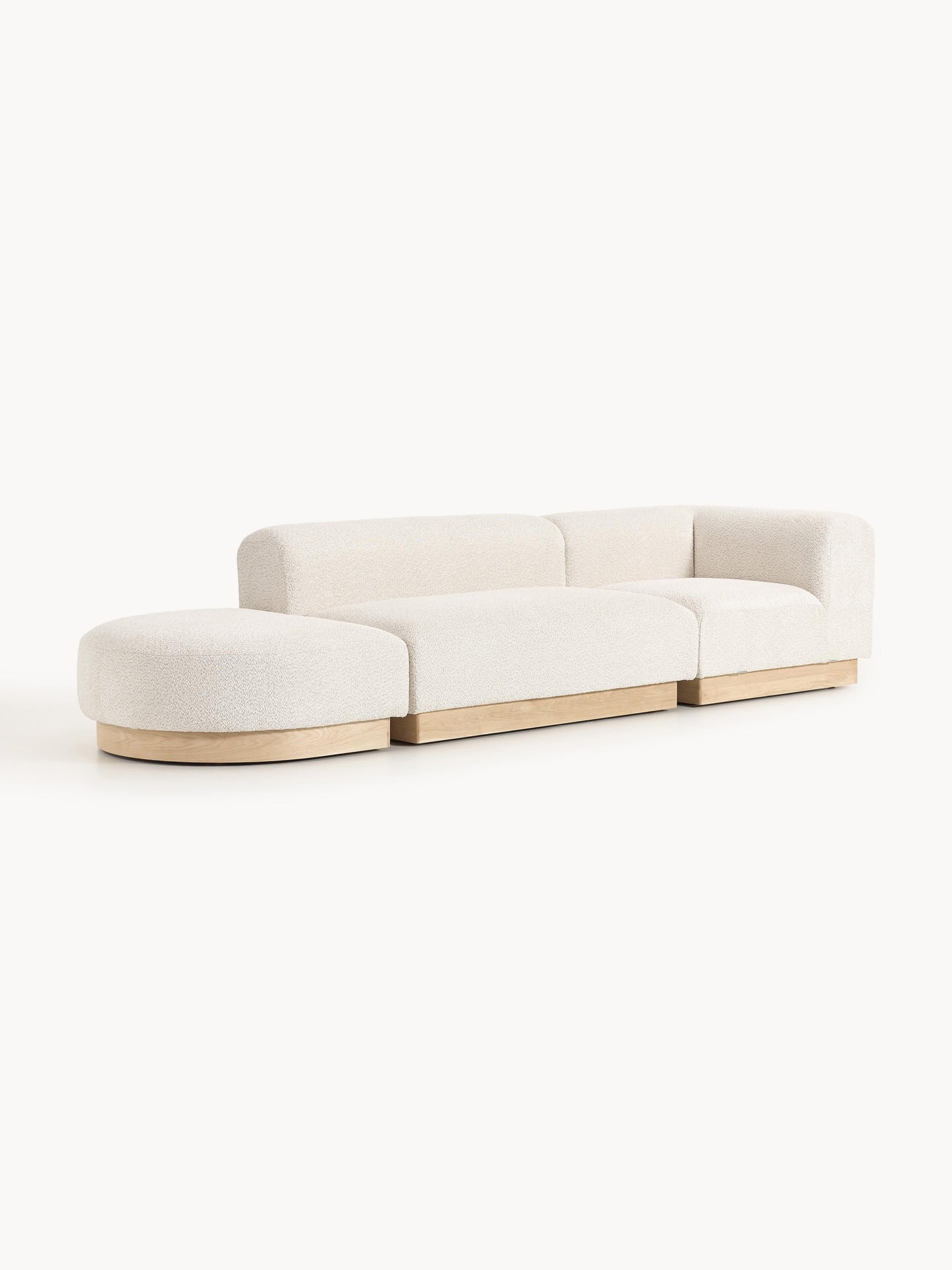 Natalie Modular Teddy Bouclé Ottoman with Stool (Left/Right)