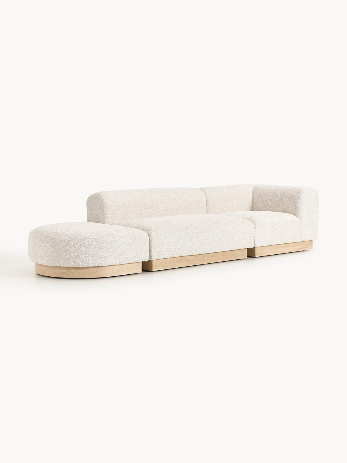 Natalie Modular Teddy Bouclé Ottoman with Stool (Left/Right)