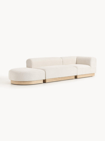 Natalie Modular Teddy Bouclé Ottoman with Stool (Left/Right)