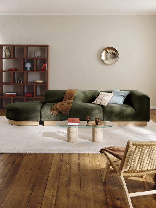 Natalie Modular Teddy Bouclé Ottoman with Stool (Left/Right)