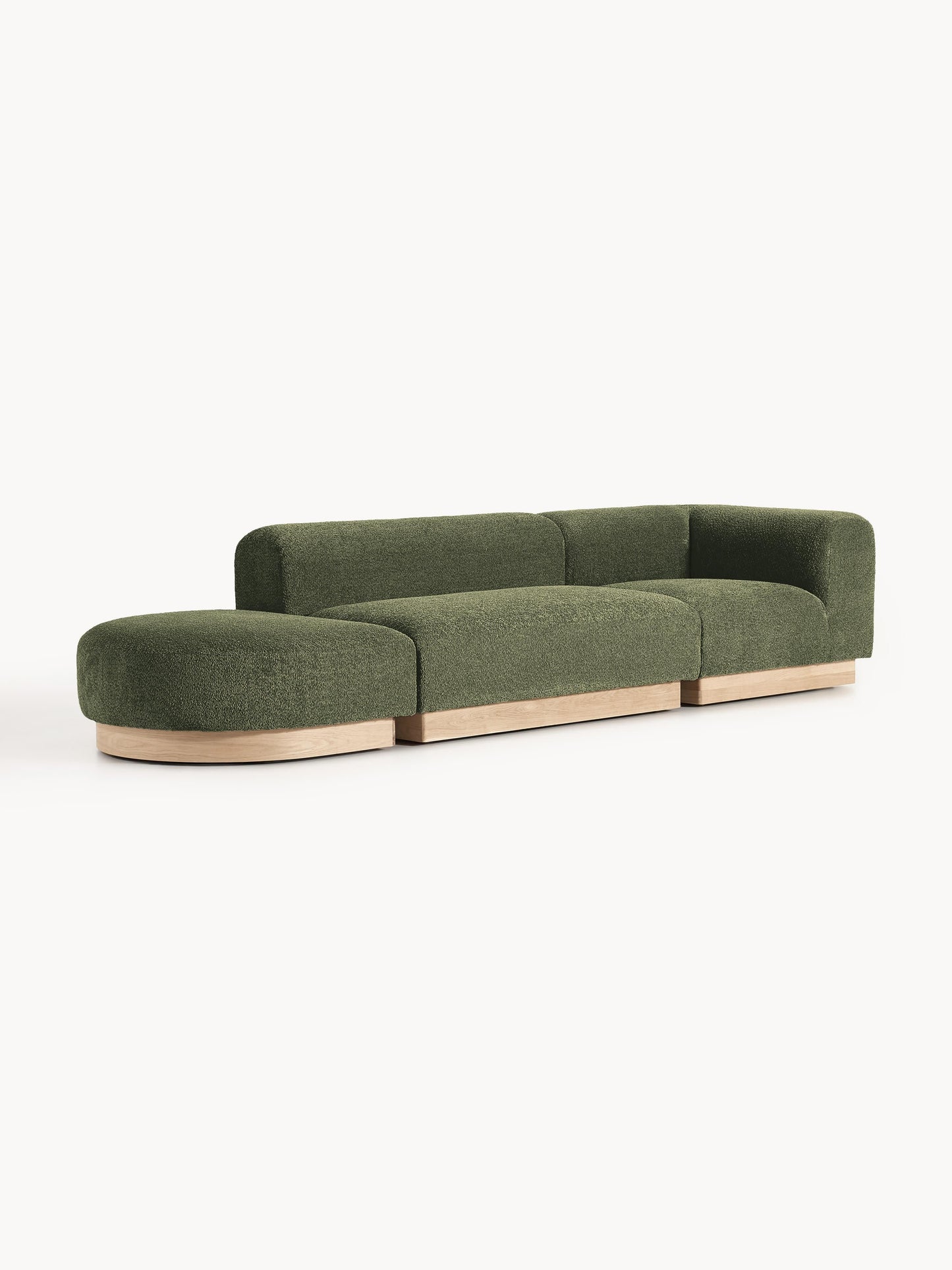 Natalie Modular Teddy Bouclé Ottoman with Stool (Left/Right)