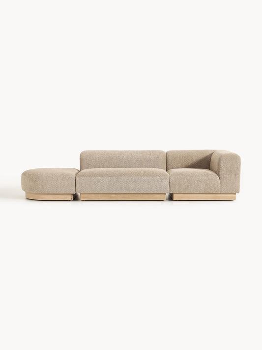 Natalie Modular Teddy Bouclé Ottoman with Stool (Left/Right)