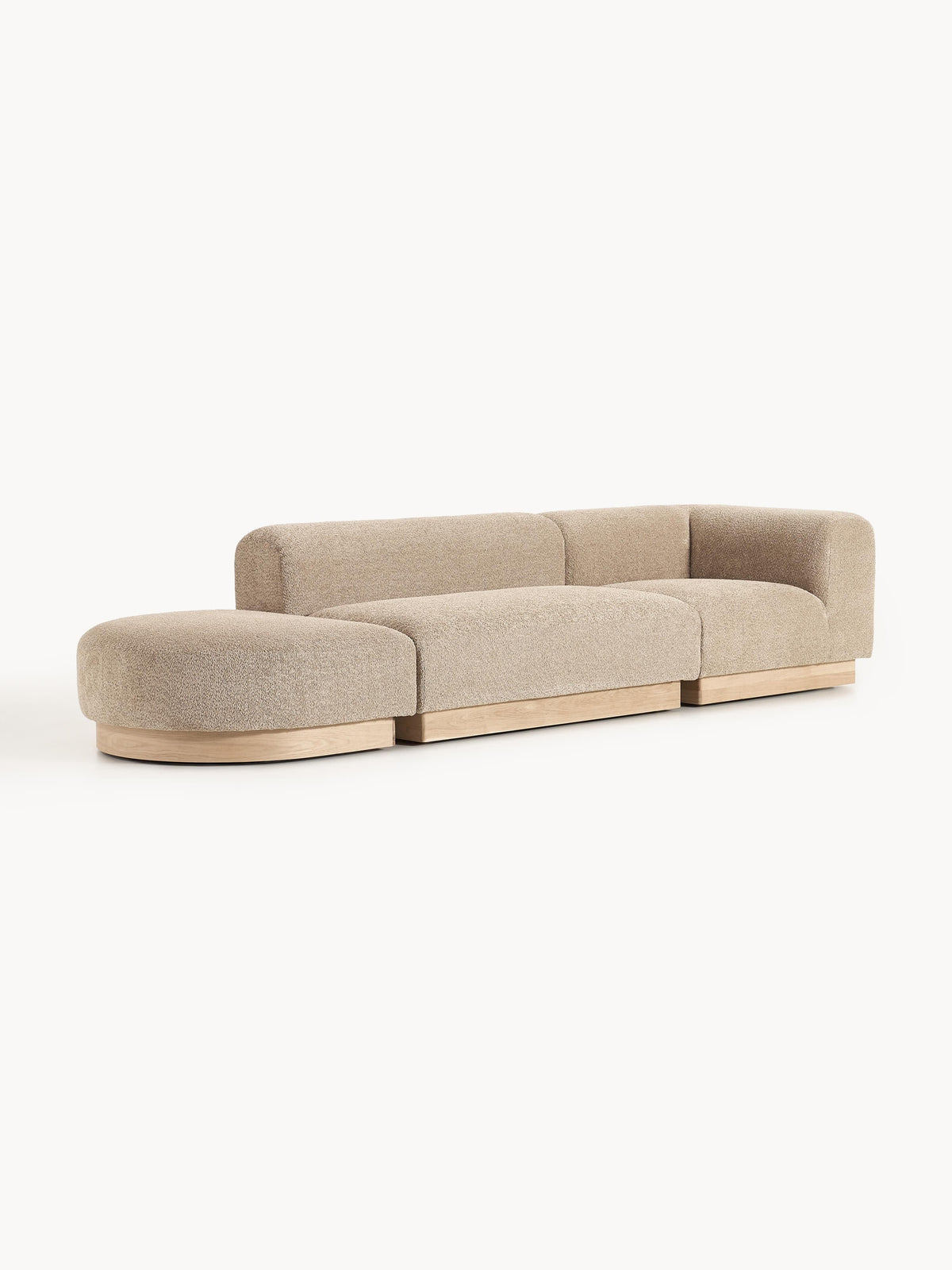 Natalie Modular Teddy Bouclé Ottoman with Stool (Left/Right)