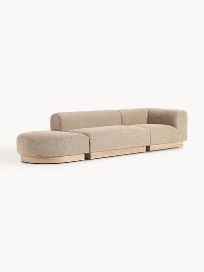 Natalie Modular Teddy Bouclé Ottoman with Stool (Left/Right)