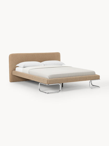Olina Upholstered Bouclé Bed on Metal Legs