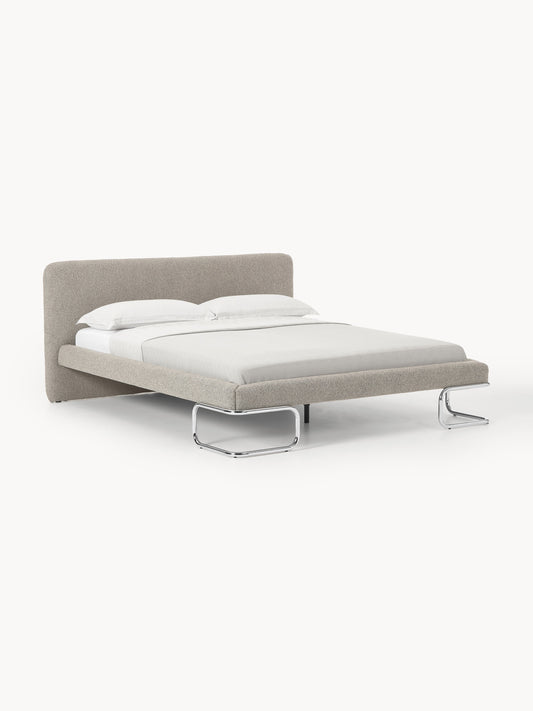 Olina Upholstered Bouclé Bed on Metal Legs