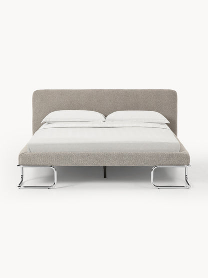 Olina Upholstered Bouclé Bed on Metal Legs
