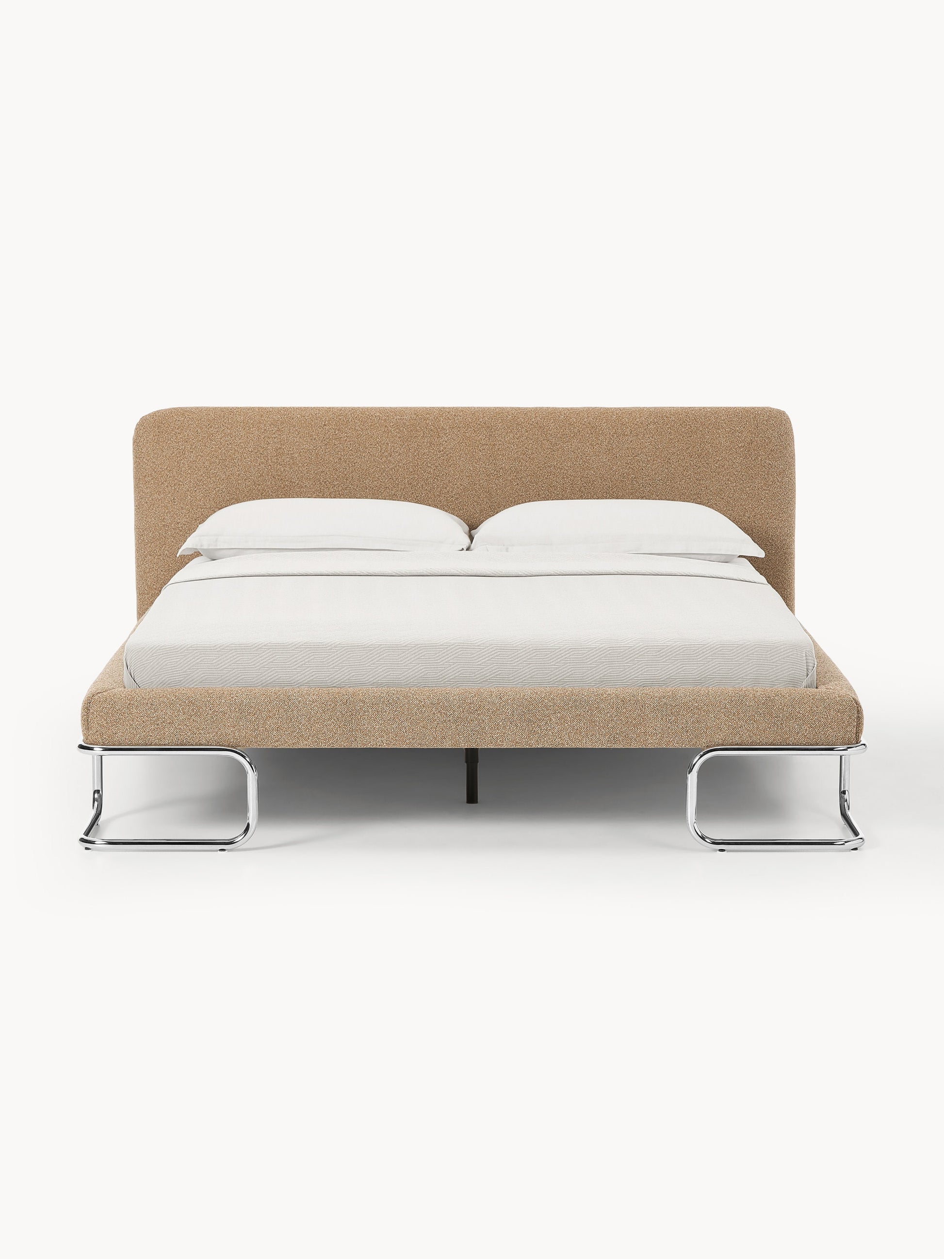Olina Upholstered Bouclé Bed on Metal Legs