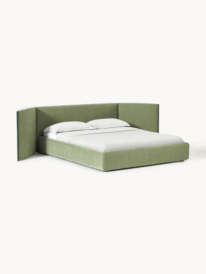 Otis Upholstered Bed, Folding Headboard