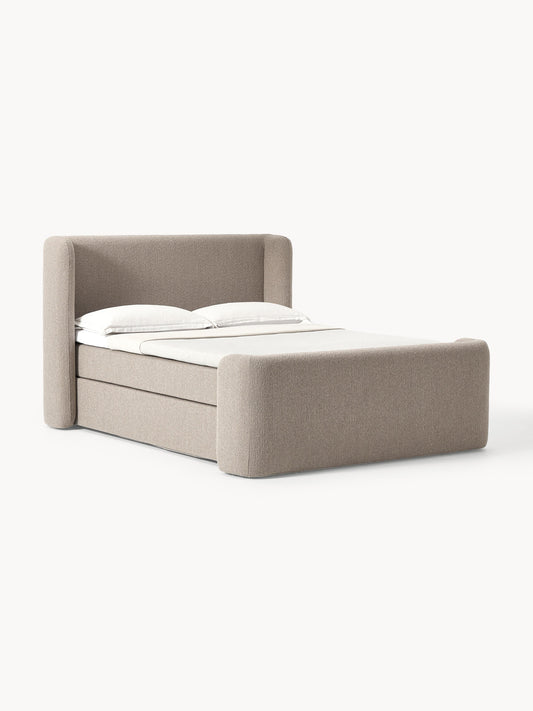 Perla Box Spring Bed in Bouclé