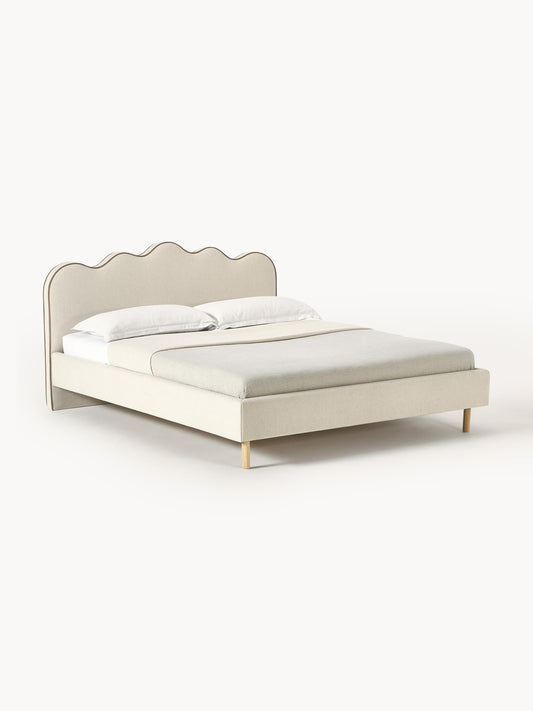 Romy Upholstered Bed, Wavy Headboard
