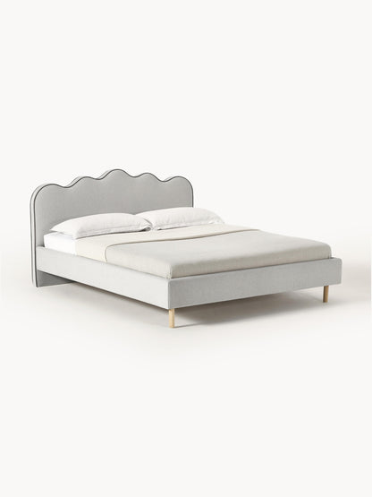 Romy Upholstered Bed, Wavy Headboard