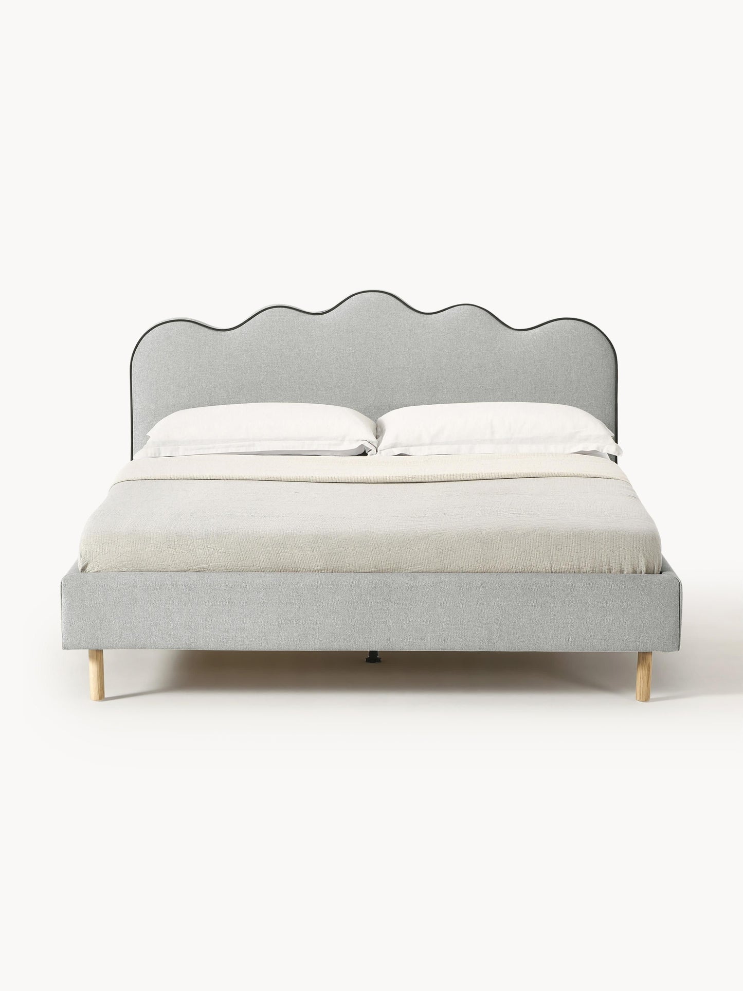 Romy Upholstered Bed, Wavy Headboard