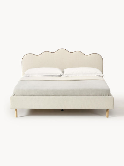 Romy Upholstered Bed, Wavy Headboard