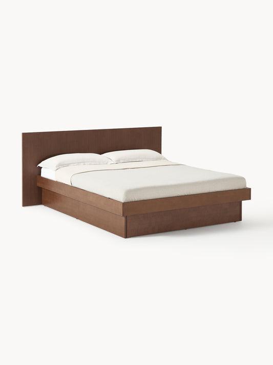 Sato Wooden Bed with Headboard and Drawers