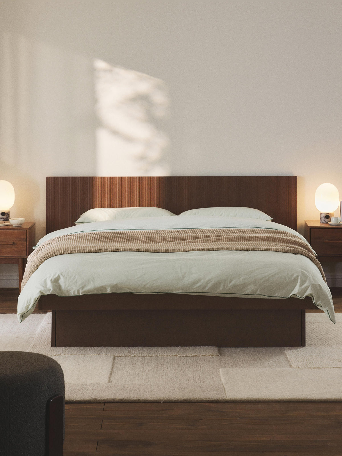 Sato Wooden Bed with Headboard and Drawers
