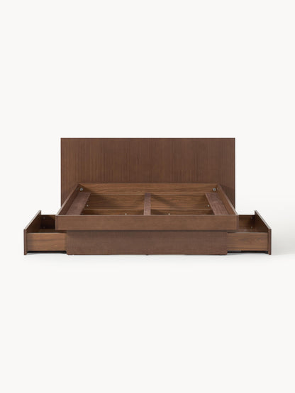 Sato Wooden Bed with Headboard and Drawers