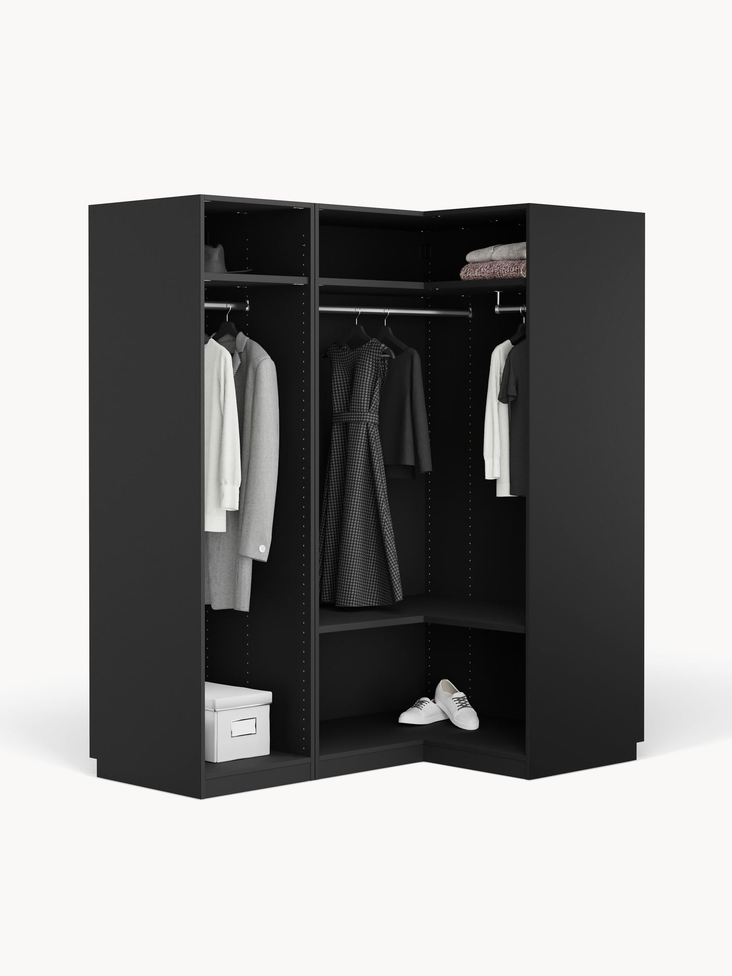 Simone Corner Wardrobe, Modular, 165 cm Wide, in Various Sizes