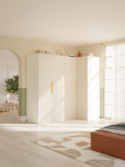 Simone Corner Wardrobe, Modular, 215 cm Wide, in Various Sizes