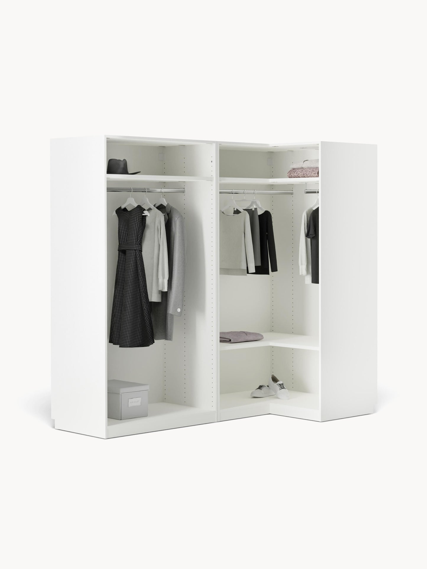 Simone Corner Wardrobe, Modular, 215 cm Wide, in Various Sizes