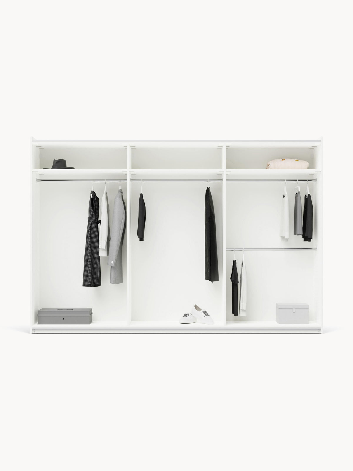 Simone Sliding-Door Wardrobe, Modular, 300 cm Wide, in Various Sizes