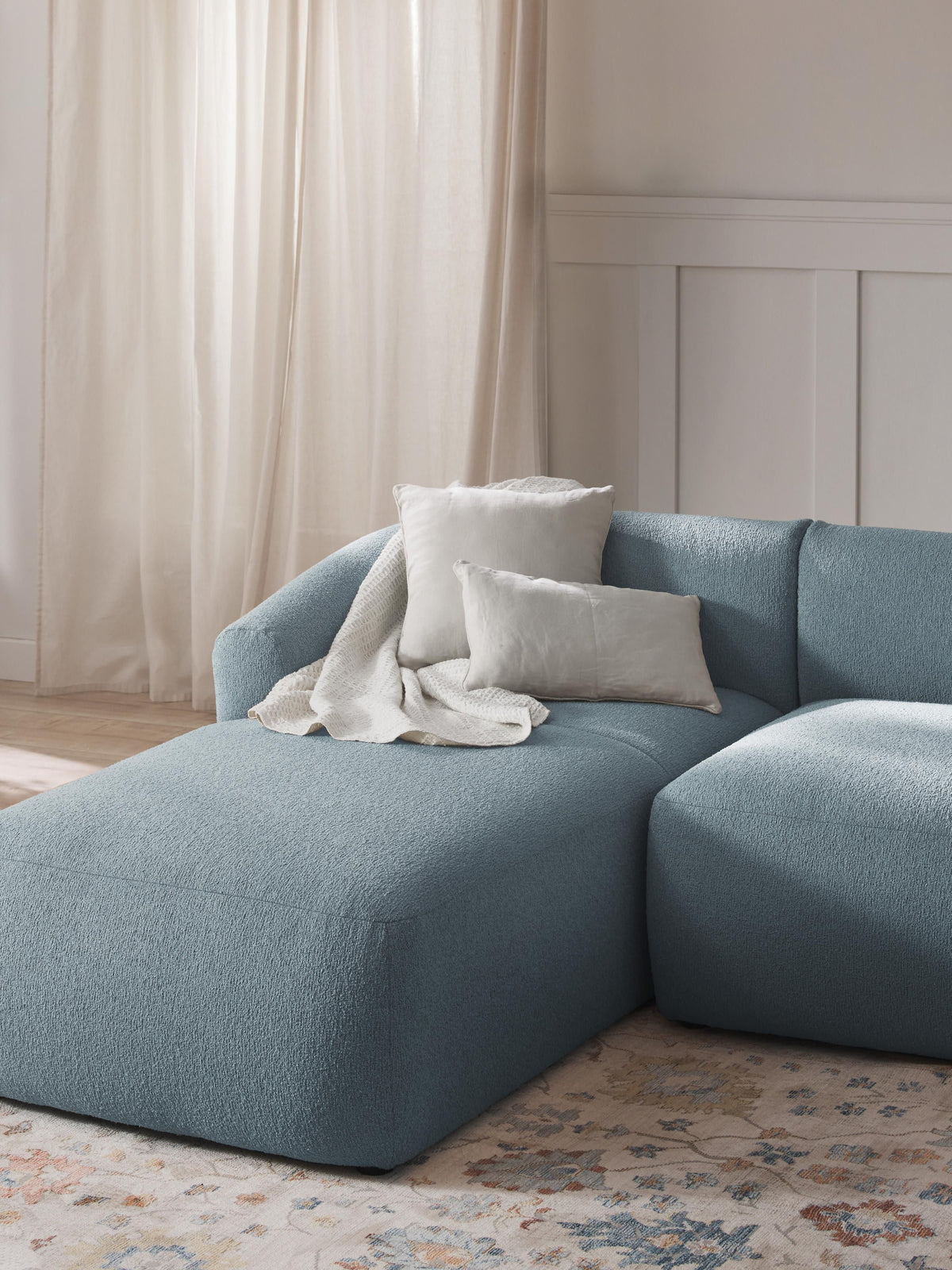 Sofia Corner Module with Chaise, Bouclé