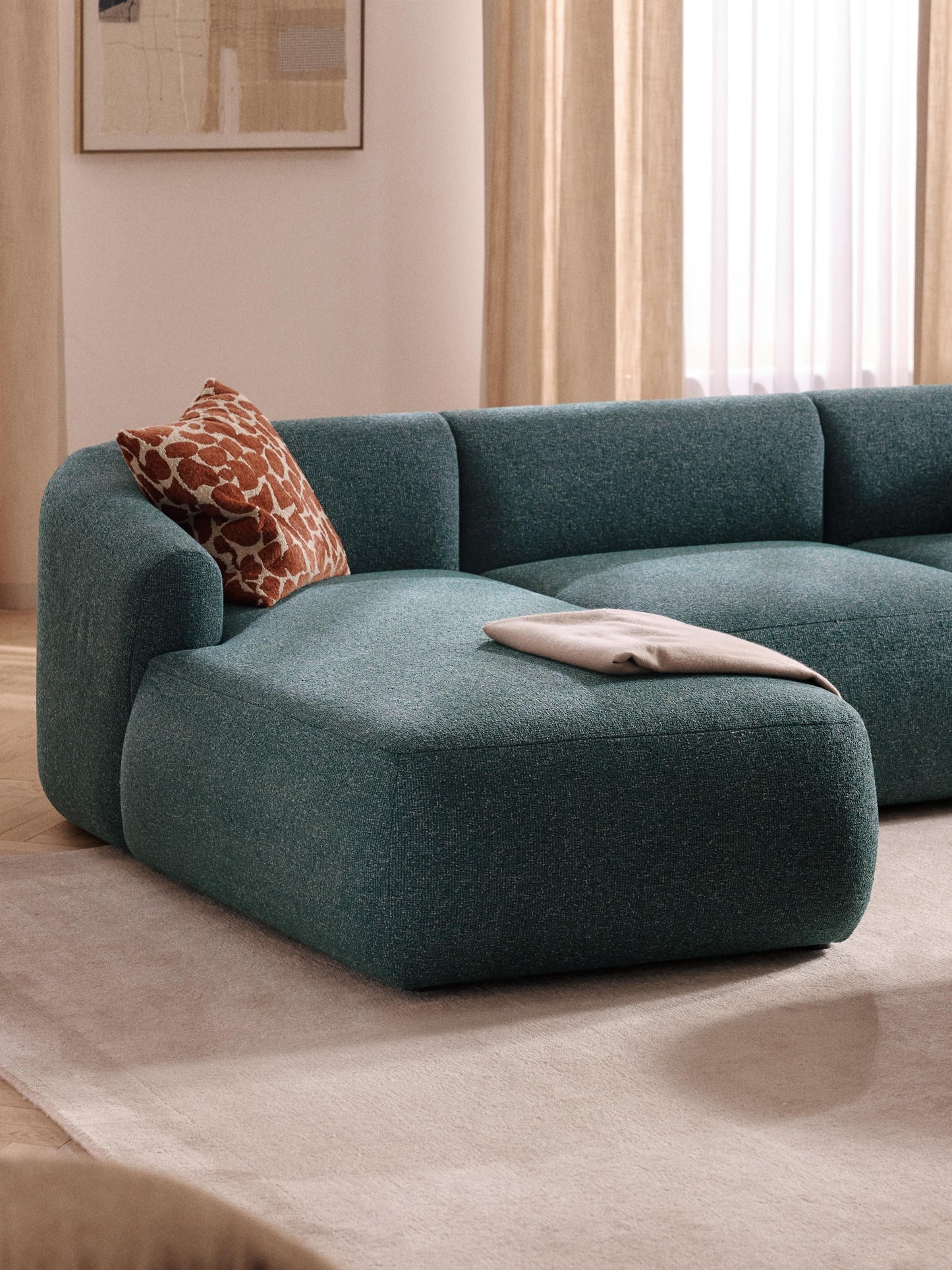 Sofia Corner Module with Chaise, Bouclé