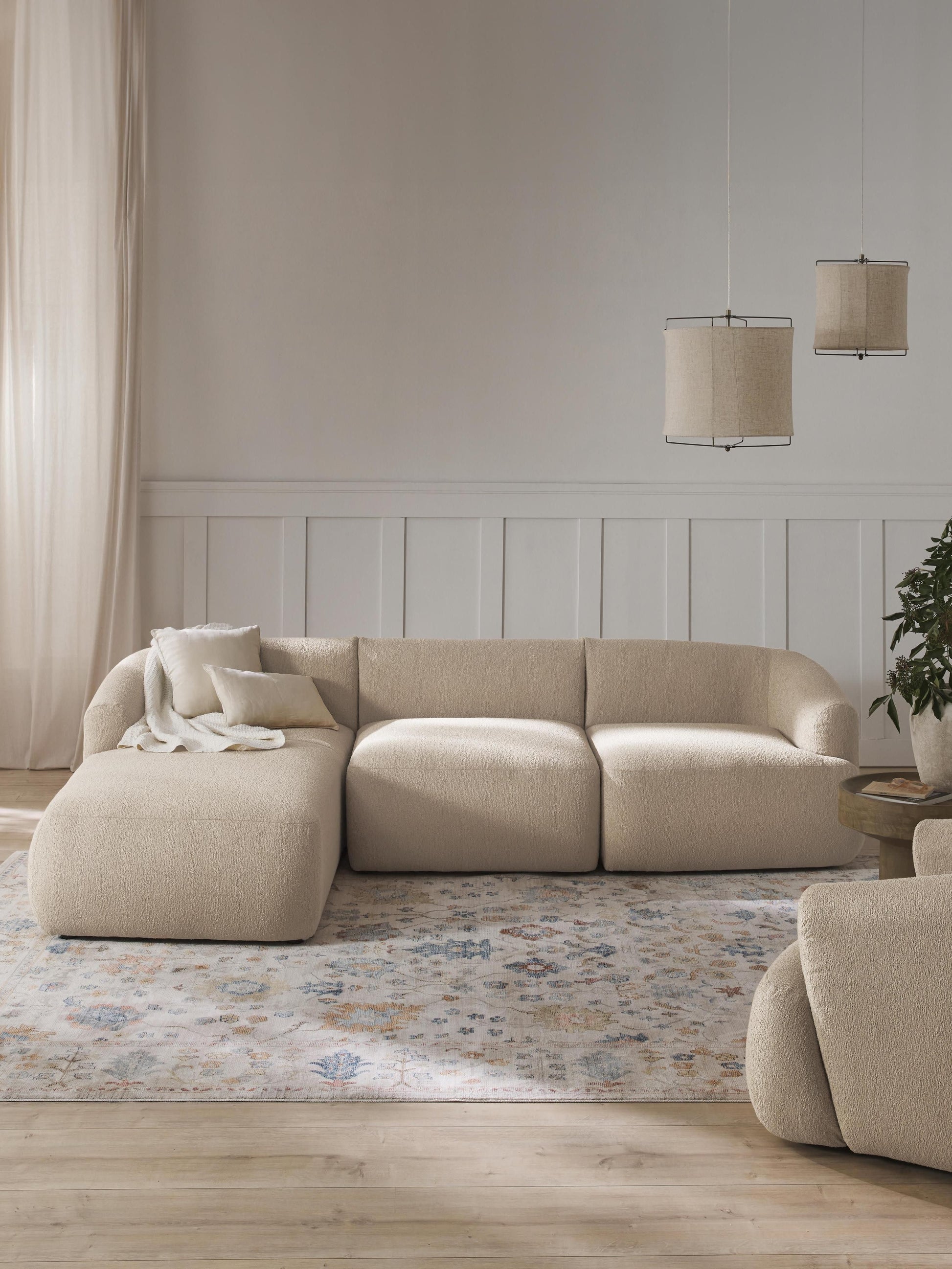 Sofia Modular Corner Sofa, Bouclé, 3-Seater