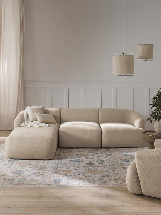 Sofia Modular Corner Sofa, Bouclé, 3-Seater