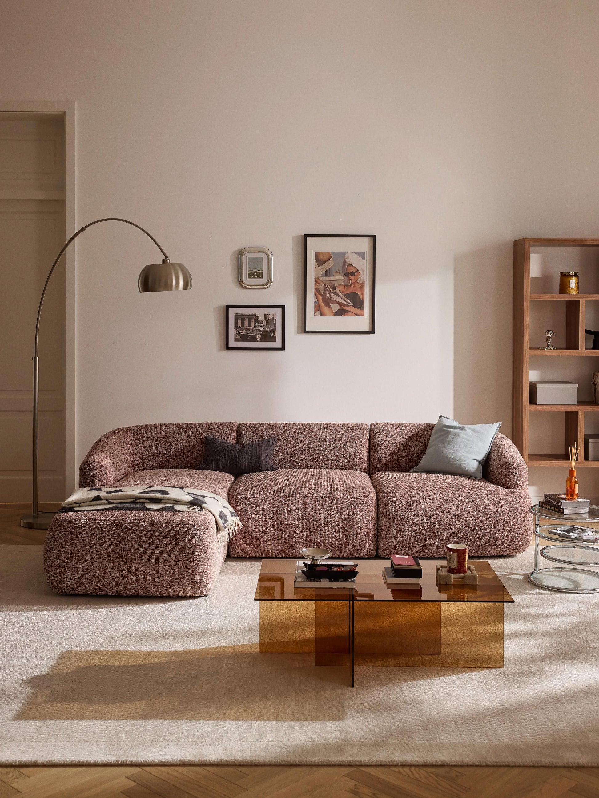 Sofia Modular Corner Sofa, Bouclé, 3-Seater