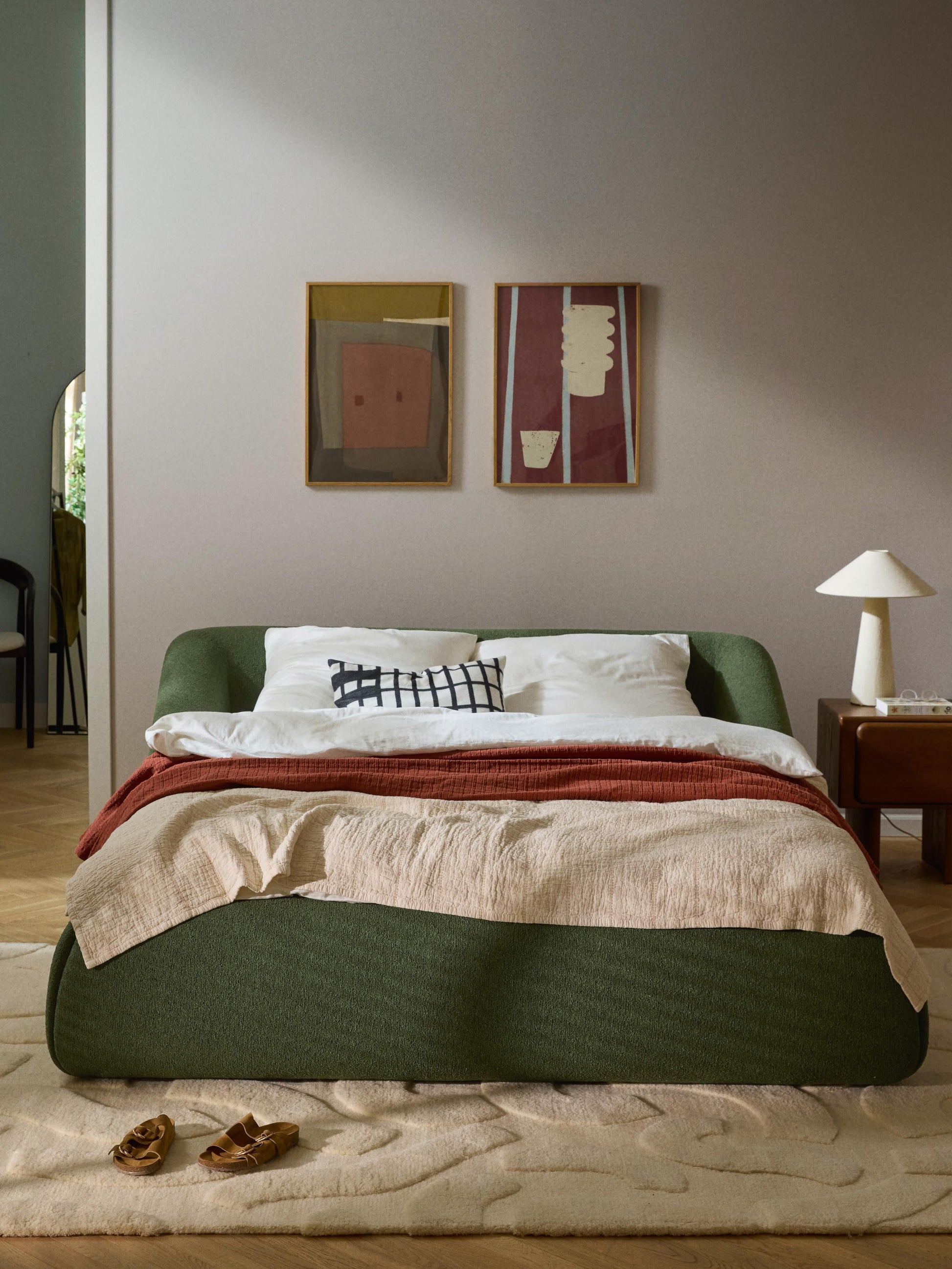Sofia Upholstered Bed, Bouclé