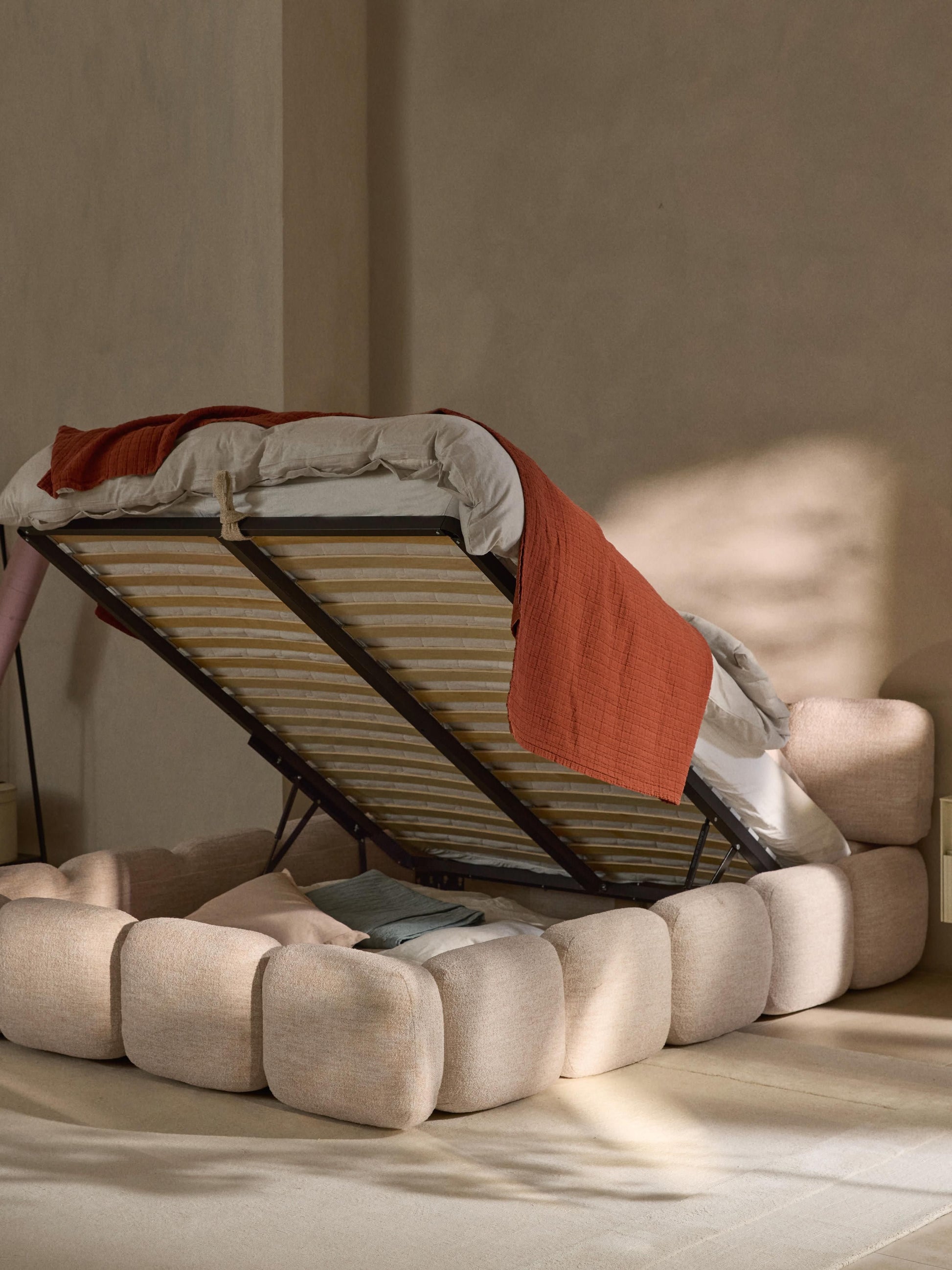 Tayla Bouclé Storage Bed, Upholstered