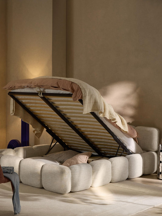 Tayla Bouclé Storage Bed, Upholstered