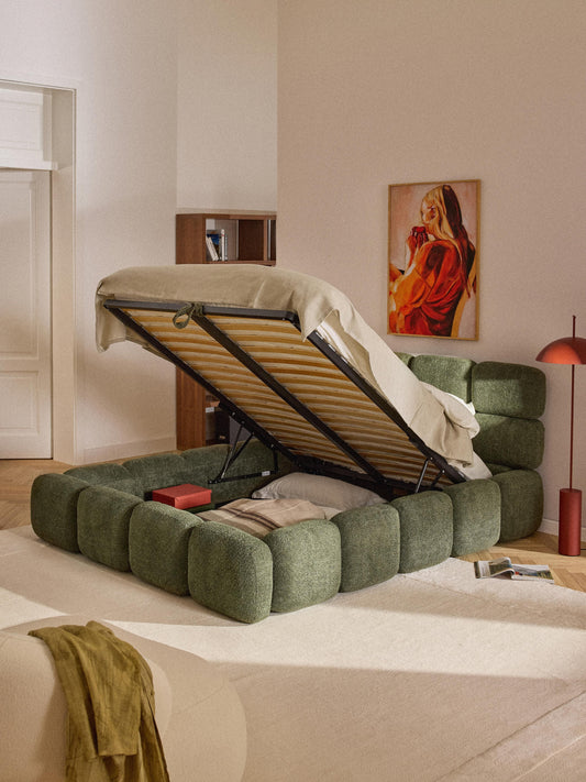 Tayla Teddy Bouclé Storage Bed, Upholstered