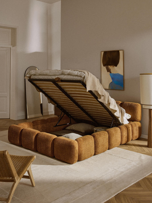Tayla Teddy Bouclé Storage Bed, Upholstered